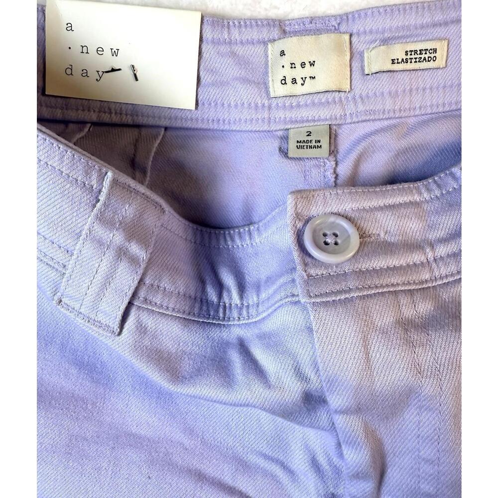A New Day Womens Pants Purple High Rise Straight Crop Stretch  Size 2R NWT - Picture 4 of 7